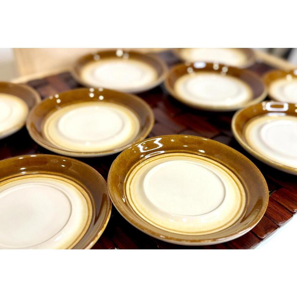 Vintage Céramique de Beauce 6" Saucer Set of 9 – Brown Gradient, Canada 1970s